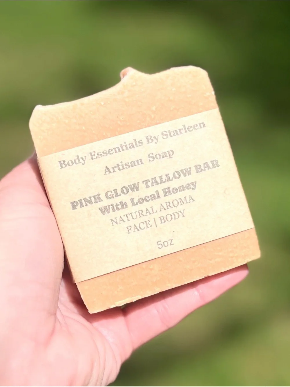 Hand Crafted - Artisan Soap- Pink Glow Tallow Bar with Local Honey